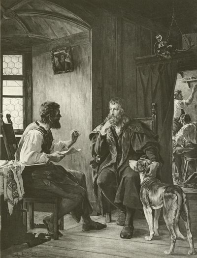 Albert Durer访问Hans Sachs（雕刻） 作者 英语学校