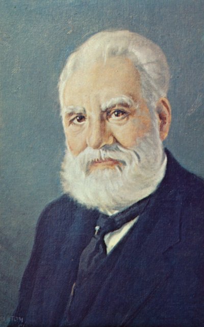 亚历山大-格雷厄姆-贝尔（1847-1922），苏格兰科学家和发明家（彩色石版画） 作者 英语学校