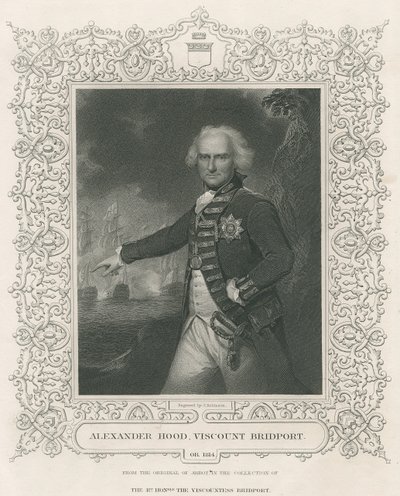 亚历山大·胡德，第一个子爵布里德波特，来自Lieut的“英格兰海上和陆地战役”的插图。威廉姆斯上校，1890年 作者 英语学校