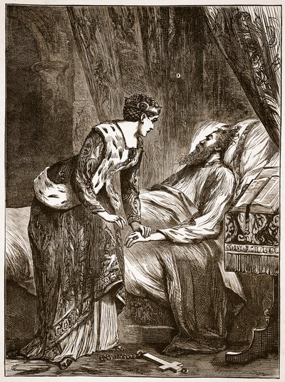 艾丽斯·佩雷斯在爱德华三世临终前，插图来自卡塞尔斯画报英国历史（棕褐色照片） 作者 英语学校