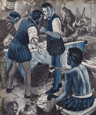 Ambroise Pare，军医，当石油耗尽时（石版画） 作者 英语学校