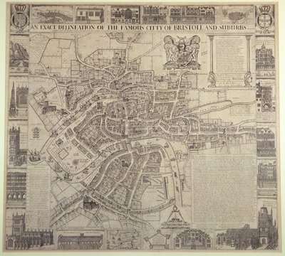 “布里斯托尔名城及其郊区的精确描绘”，詹姆斯·米勒德 (James Millerd)，1673 年出版 作者 英语学校