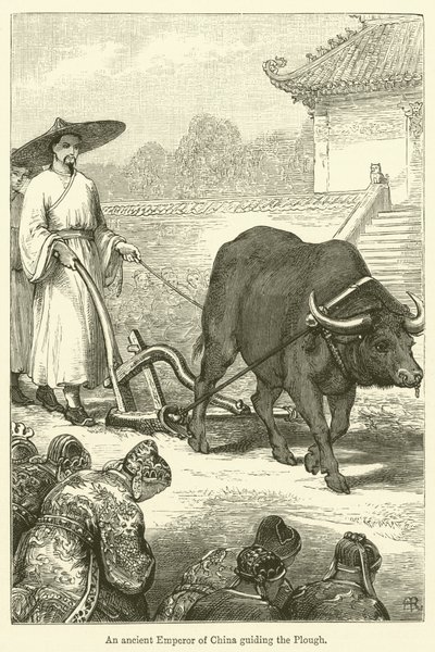 中国古代皇帝在指导犁耕（雕刻） 作者 英语学校