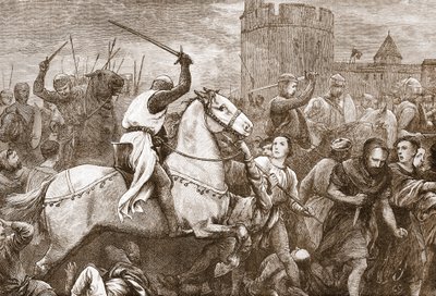 早期教皇对瓦尔登派的十字军东征，插图选自 James Aitken Wylie（1808-1890 年）所著的《新教史》，1878 年出版（版画）。1878 年出版（雕刻） 作者 英语学校