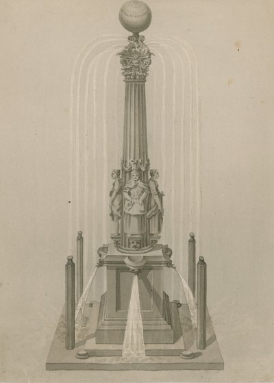 古老的表盘和喷泉，于1656年在伦敦Leadenhall Corner竖立 作者 英语学校