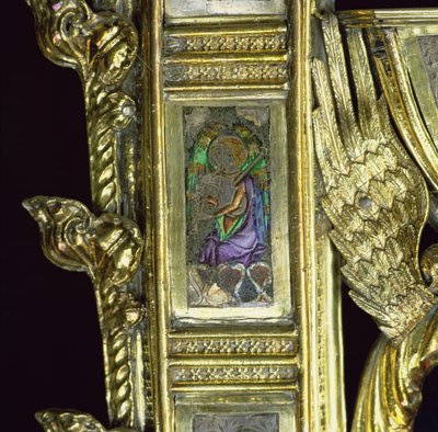 天使演奏风笛，细节来自William Wykeham的克罗地亚（c.1320-1404）（银镀金和珐琅）（见205100-32）d 作者 英语学校