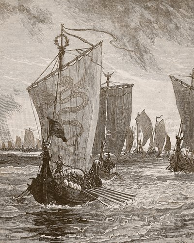 进入亨伯的安拉夫，插图来自卡塞尔斯画报英国历史（棕褐色照片） 作者 英语学校