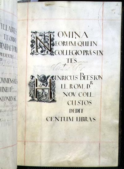 档案 3693 fol.4 牛津大学新学院捐赠书中的一页 作者 英语学校