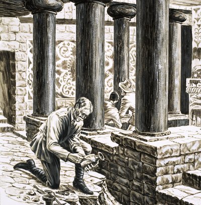 亚瑟·埃文斯在克诺索斯探索古代米诺斯宫殿的遗迹 作者 英语学校