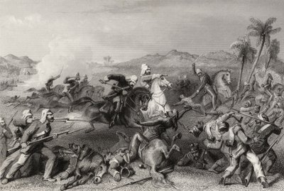 1857年，1857年出版的“印度叛变史”中的尼科尔森将军不规则骑兵袭击了海尔科特叛乱分子 作者 英语学校
