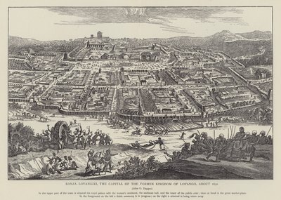班扎-洛旺吉里，前洛旺戈王国的首都，约 1670 年（石版画） 作者 英语学校