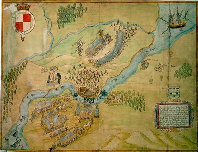 1593 年厄恩福特之战（纸上水墨钢笔画） 作者 英语学校