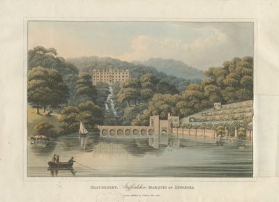 Beaudesert Hall and Park：有色浅绿色雕刻，1816年 作者 英语学校