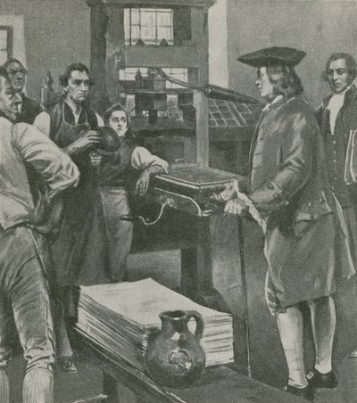 本杰明富兰克林在伦敦打电话给他的老主人印刷作品 作者 英语学校