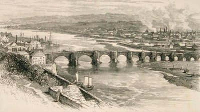约1880年诺森伯兰的特威德河畔贝里克，摘自宗教小册子协会出版的《苏格兰图片》。 作者 英语学校