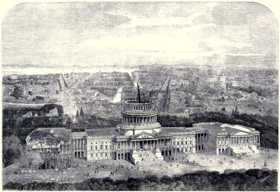 1861年华盛顿市的Birdseye视图，前景中正在建设的国会大厦[数字清理版] 作者 英语学校