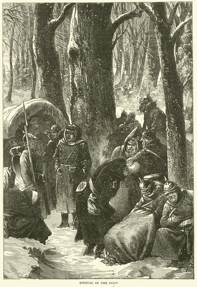 露营地在雪中，1870年11月 作者 英语学校