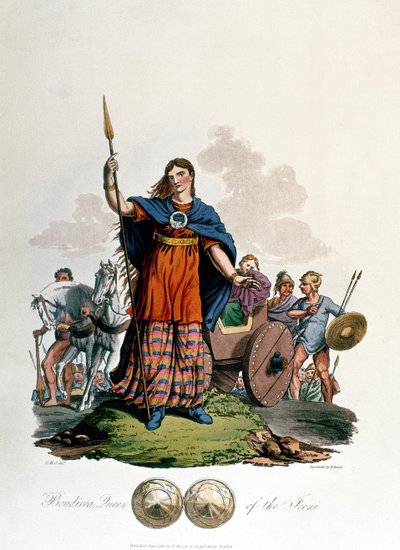 Boadicea，Iceni女王，由CHS设计，由Richard Havell the Elder雕刻，于1815年出版（aquatint） 作者 英语学校