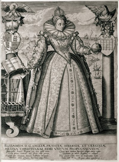 庆祝女王伊丽莎白的书籍正面是1596年的幸福和繁荣的统治 作者 英语学校