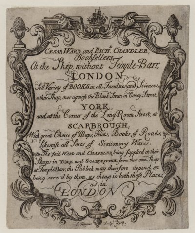书商，Caesar Ward和Richard Chandler，交易卡 作者 英语学校