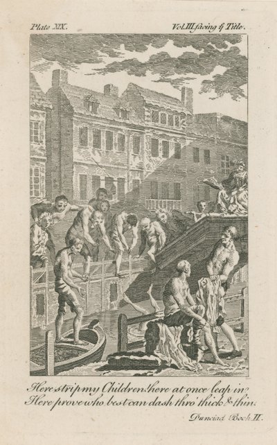 1728年，由Bridewell Bridge在Fleet Ditch沐浴的男孩们 作者 英语学校