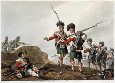 爱德华·奥姆（Edward Orme）在“到达英国及其盟国的怀抱中，以滑铁卢告终”的“历史、军事和海军轶事和事件”中的勇敢。 Ill. 作者：弗莱、萨瑟兰、克拉克、杜堡、W.Heart、JA、阿特金森……埃德。 1819 年，伦敦。 作者 English School