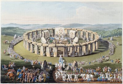 Breton festival on a megalithic field (with dolmens and menhirs) - in “” Celts and Goths, customs of the inhabitants of the British Isles of the early 6th century and the Goth nations of the west coast of the Baltic””, by S.R. Meyrick and Ch. Smith 作者 英语学校