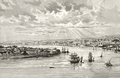澳大利亚布里斯班港，1880年，来自霍华德威洛比的“澳大利亚图片”，由伦敦宗教学会出版，1886年 作者 英语学校