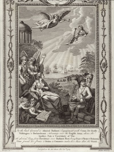 英国海军上将乔治·罗德尼在1782年美国独立战争期间，在圣徒战役中由孔德·德格拉斯指挥的法国舰队的胜利 作者 English School