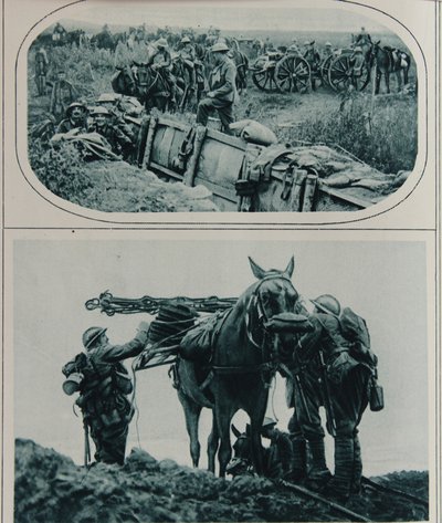 英国枪手与驮马，佛兰德斯，1917年8月 作者 英语学校