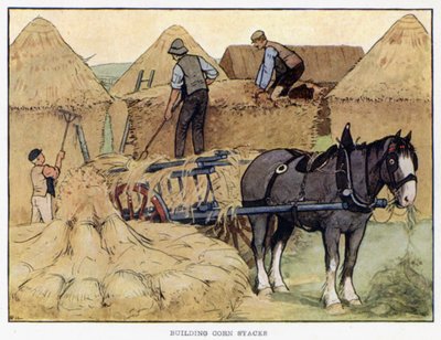 建造玉米堆（彩色石版画） 作者 英语学校