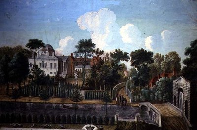 奇斯威克的伯灵顿宫，由威廉-肯特（1685-1748）设计，1725-36（彩色版画）。 作者 英语学校