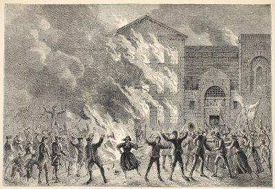 从当代版画中焚烧Newgate 作者 英语学校