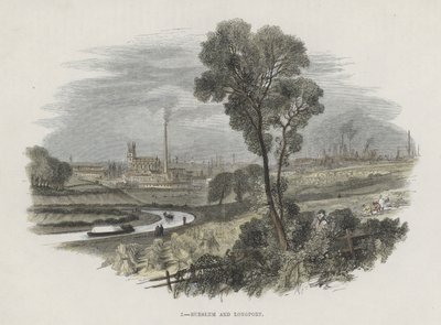 Burslem 和 Longport，斯塔福德郡（彩色雕刻） 作者 英语学校