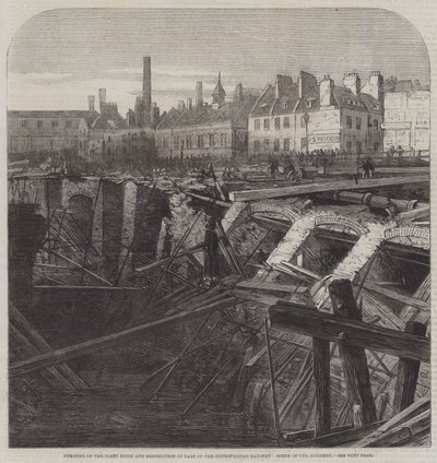 舰队沟爆裂及部分大都会铁路损毁，事故现场（版画） 作者 英语学校