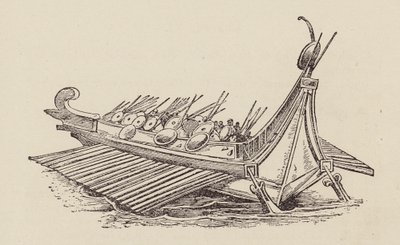 凯撒，高卢战争：罗马战舰（石版画） 作者 英语学校