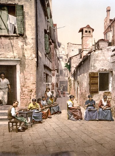 威尼斯圣马蒂诺的Calle dell Angelo（手工彩色照片） 作者 英语学校