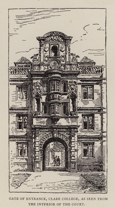 Cambridge: Gate of Entrance, Clare College, as seen from the Interior of the Court (etching) 作者 英语学校