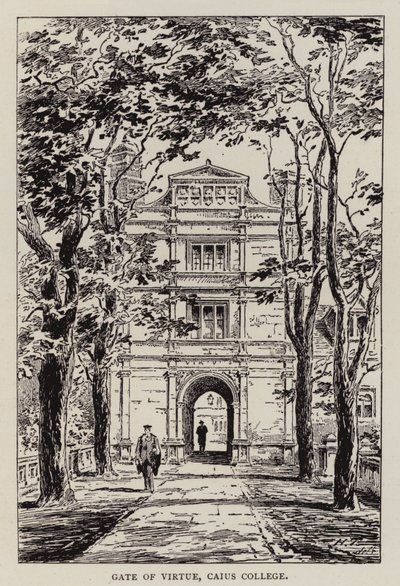 Cambridge: Gate of Virtue, Caius College (etching) 作者 英语学校