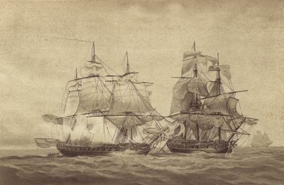 1798 年 10 月 20 日，法国布雷斯特附近，由托马斯·比亚姆·马丁船长指挥的英国护卫舰 HMS Fisgard 捕获法国护卫舰 l