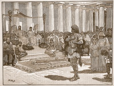 Claudius之前的Caractacus，来自Cassells Illustrated History of England的插图（棕褐色照片） 作者 English School