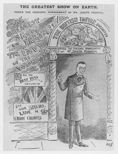 约瑟夫-张伯伦作为殖民地秘书的漫画，约1900年 作者 英语学校