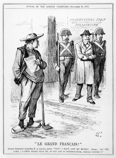 1892年11月26日伦敦Punch杂志的Vicomte Ferdinand Marie de Lesseps漫画（1805-94） 作者 英语学校