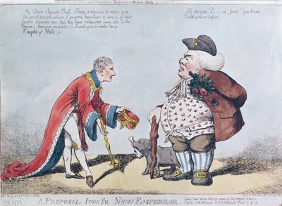 1804年5月18日，1804年7月9日拿破仑作为皇帝宣布时，漫画讽刺拿破仑 作者 英语学校