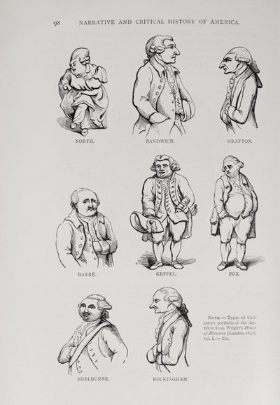 1886年伦敦Justin Winsor编辑的“美国叙事与批评史”的漫画 作者 英语学校