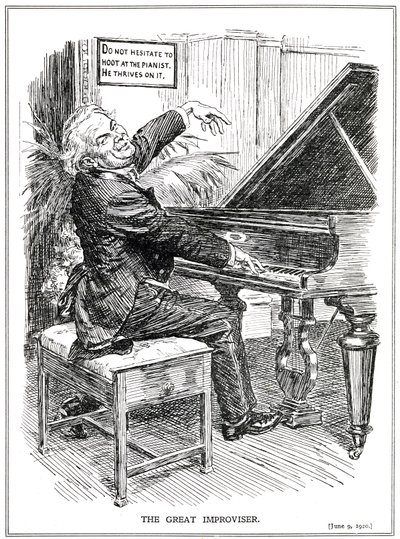 卡通讽刺LLoyd George作为即兴创作者的伟大即兴者或领导者，1920年6月 作者 英语学校