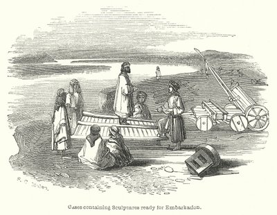 装有准备上船的雕塑的箱子（雕刻） 作者 英语学校