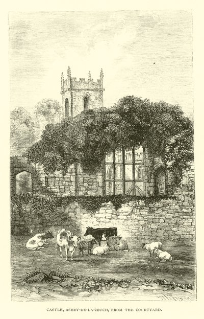 城堡，Ashby-de-la-Zouch，来自庭院 作者 英语学校