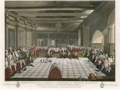 在1811年迈克尔马斯日之后的明天，在财政法庭上展示伦敦警长Samuel Birch和William Heygate的仪式 作者 英语学校