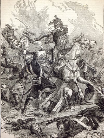 轻骑兵的指控，来自&39;卡塞尔的英国插图史&39;的插图 作者 英语学校